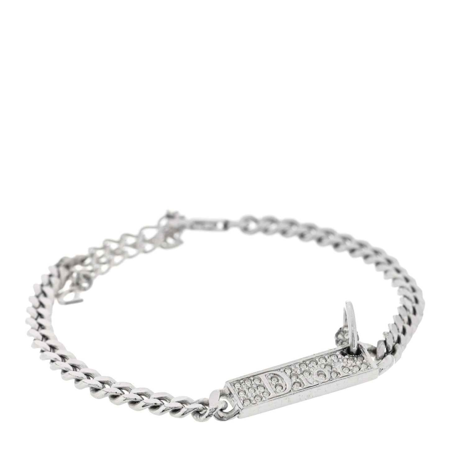 Crystal Logo ID Chain Bracelet Silver