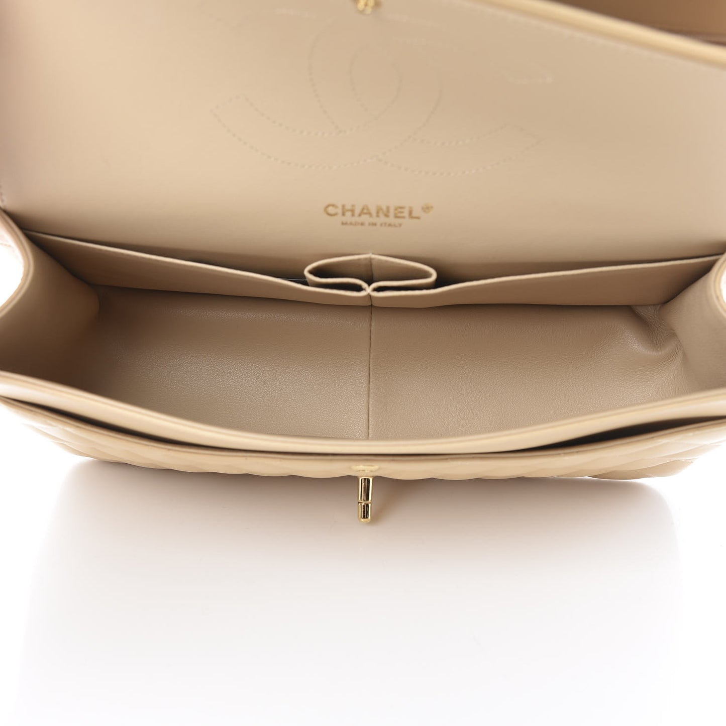 Lambskin Quilted Jumbo Double Flap Beige Clair