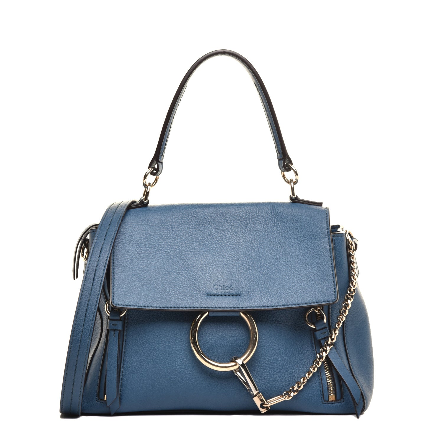 Chloe Calfskin Medium Faye Day Shoulder Bag Blue 1 of 8