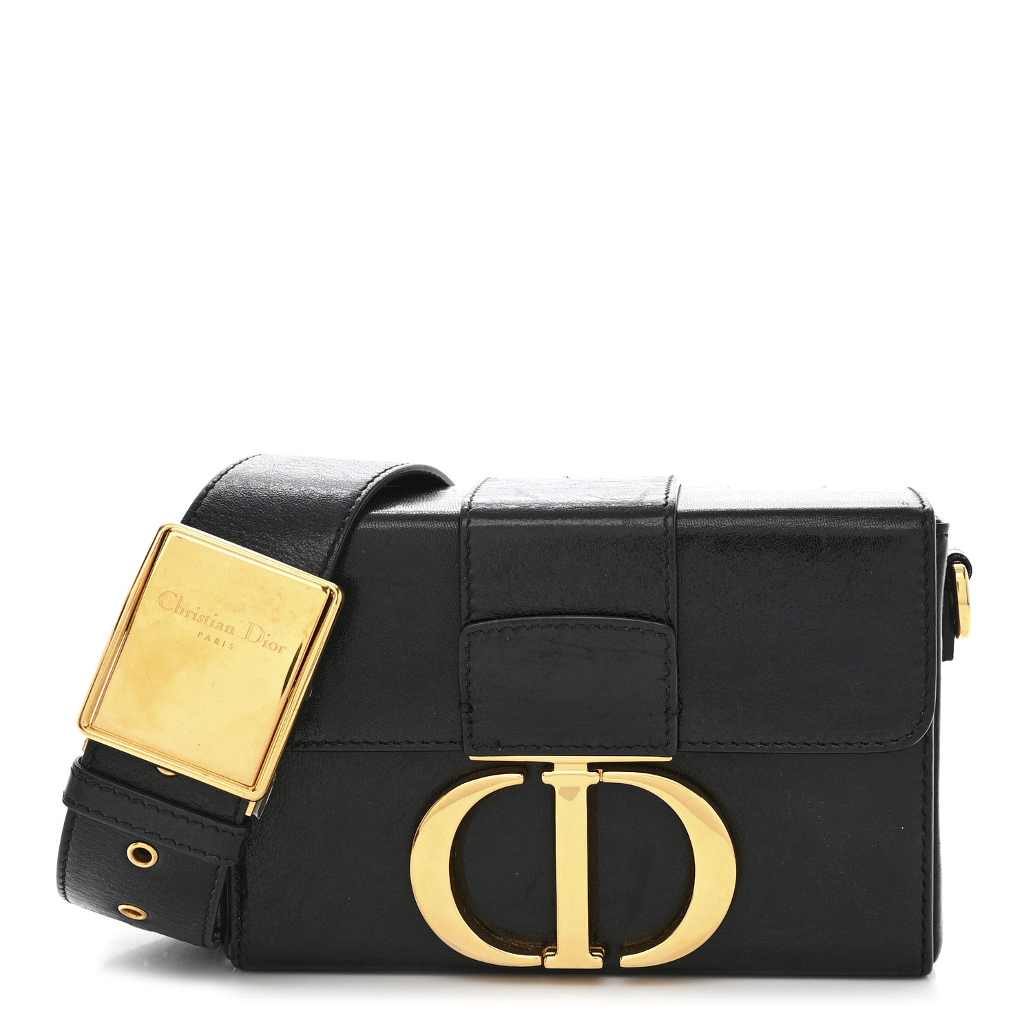 Christian Dior Crackled Lambskin 30 Montaigne Box Bag Black 1 of 13