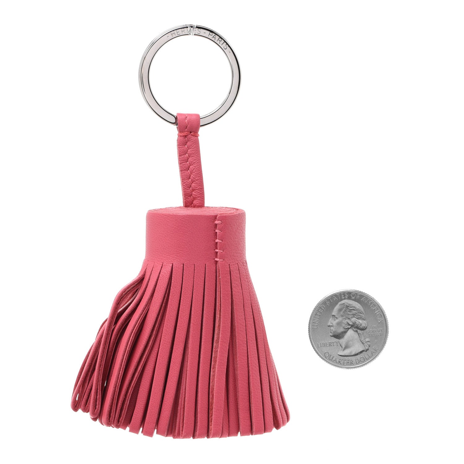 Hermes Lambskin Carmen Tassel Key Holder Rose Shocking 2 of 3