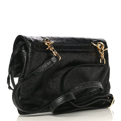 Balenciaga Agneau Classic Gold Hardware Mini Envelope Strap Clutch Black 3 of 9