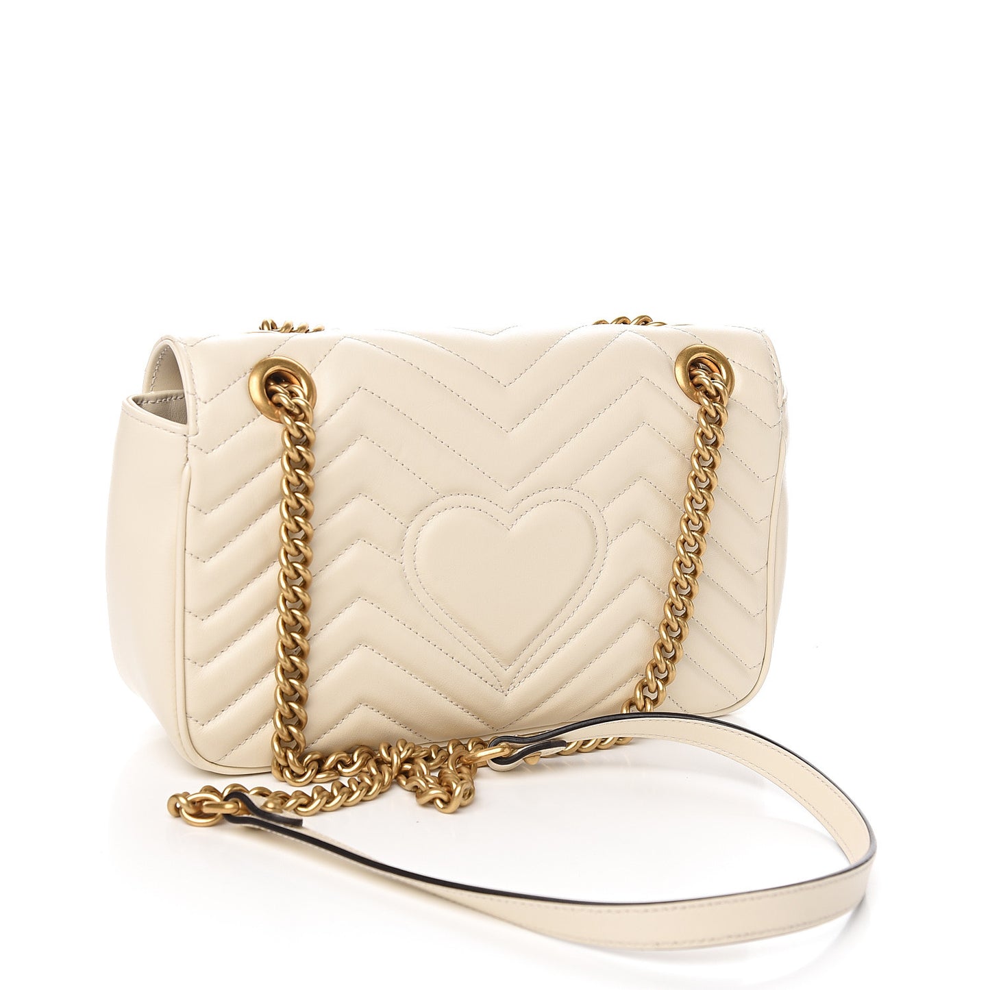 Calfskin Matelasse Small GG Marmont Shoulder Bag White