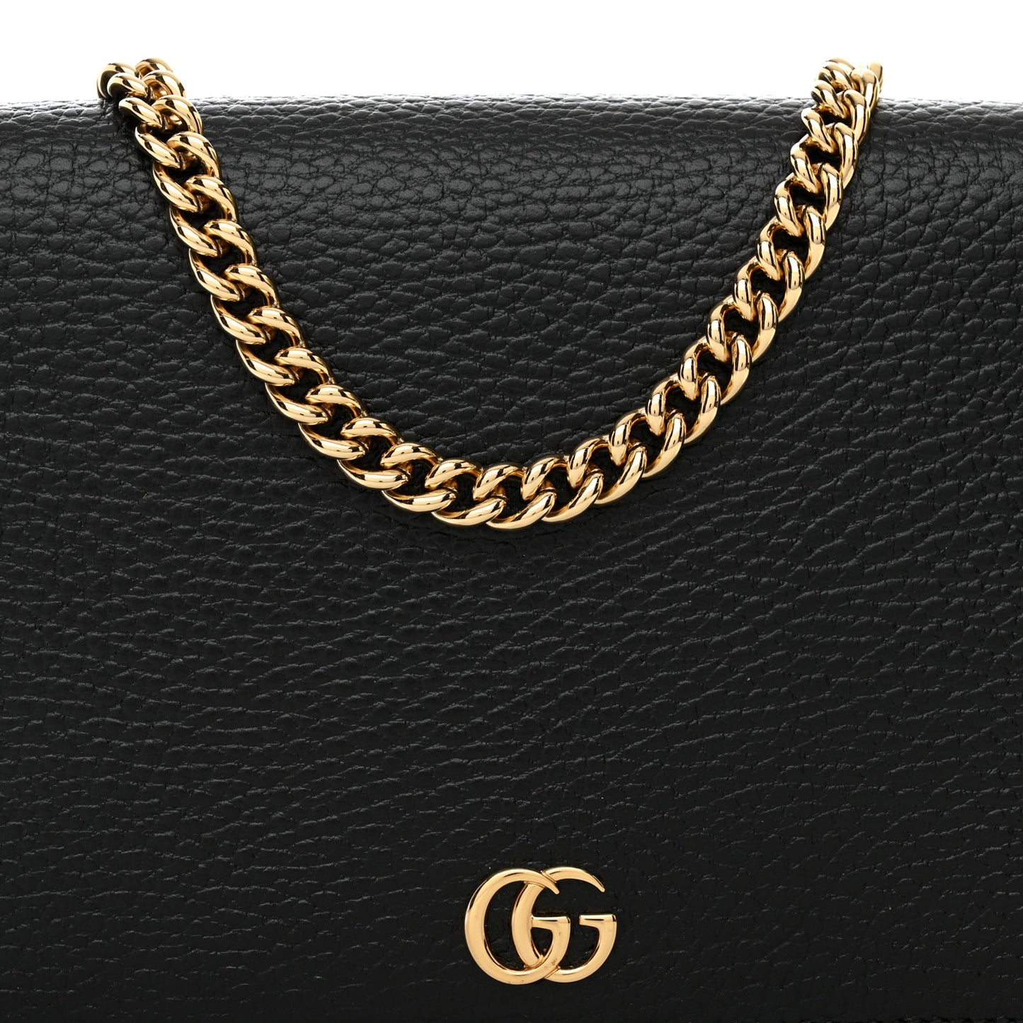 Calfskin Mini GG Marmont Chain Wallet Black