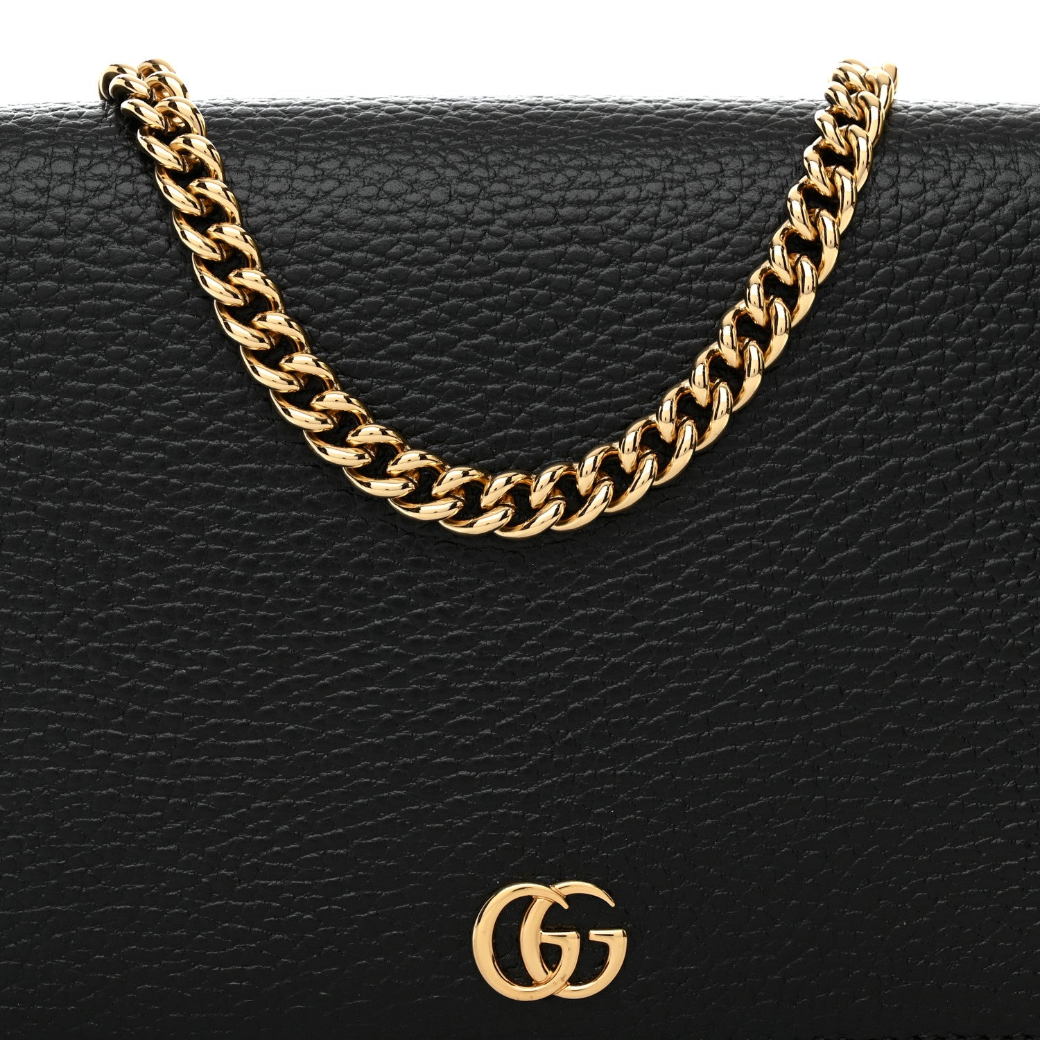 Gucci Calfskin Mini GG Marmont Chain Wallet Black 8 of 12