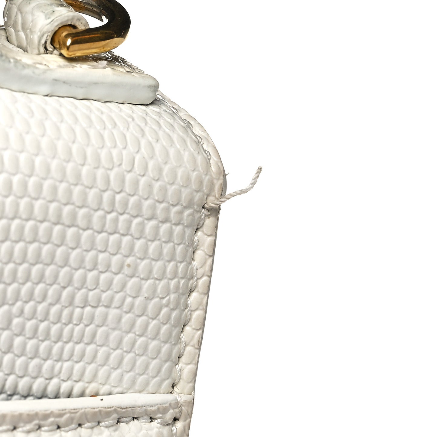 Patent Calfskin Lizard Embossed XS Sharp Top Handle Bag White