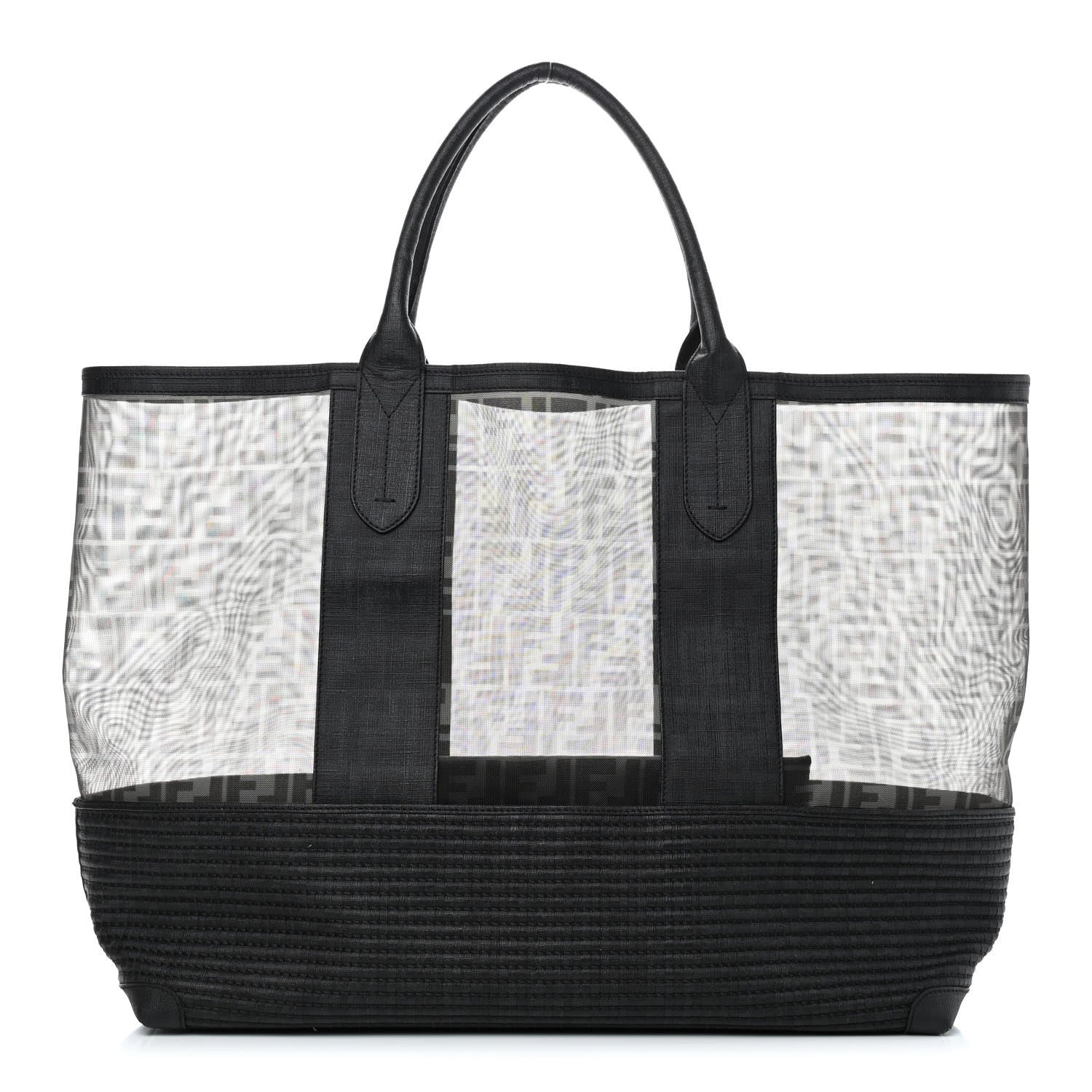 Fendi Mesh Glazed Fabric FF Shopping Tote Black 3 of 14