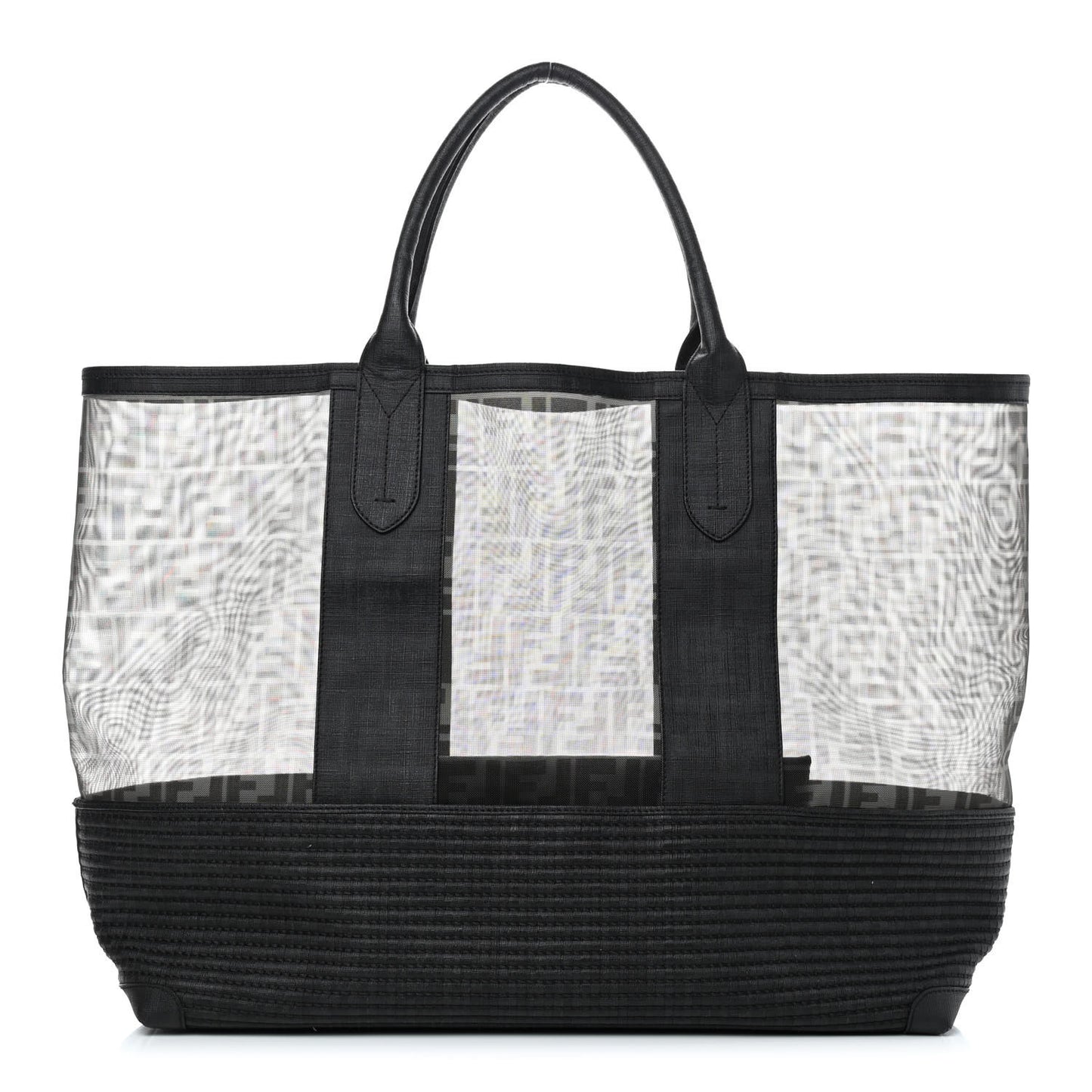 Mesh Glazed Fabric FF Shopping Tote Black