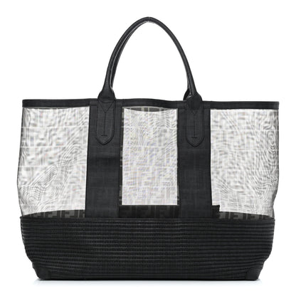 Fendi Mesh Glazed Fabric FF Shopping Tote Black 3 of 14