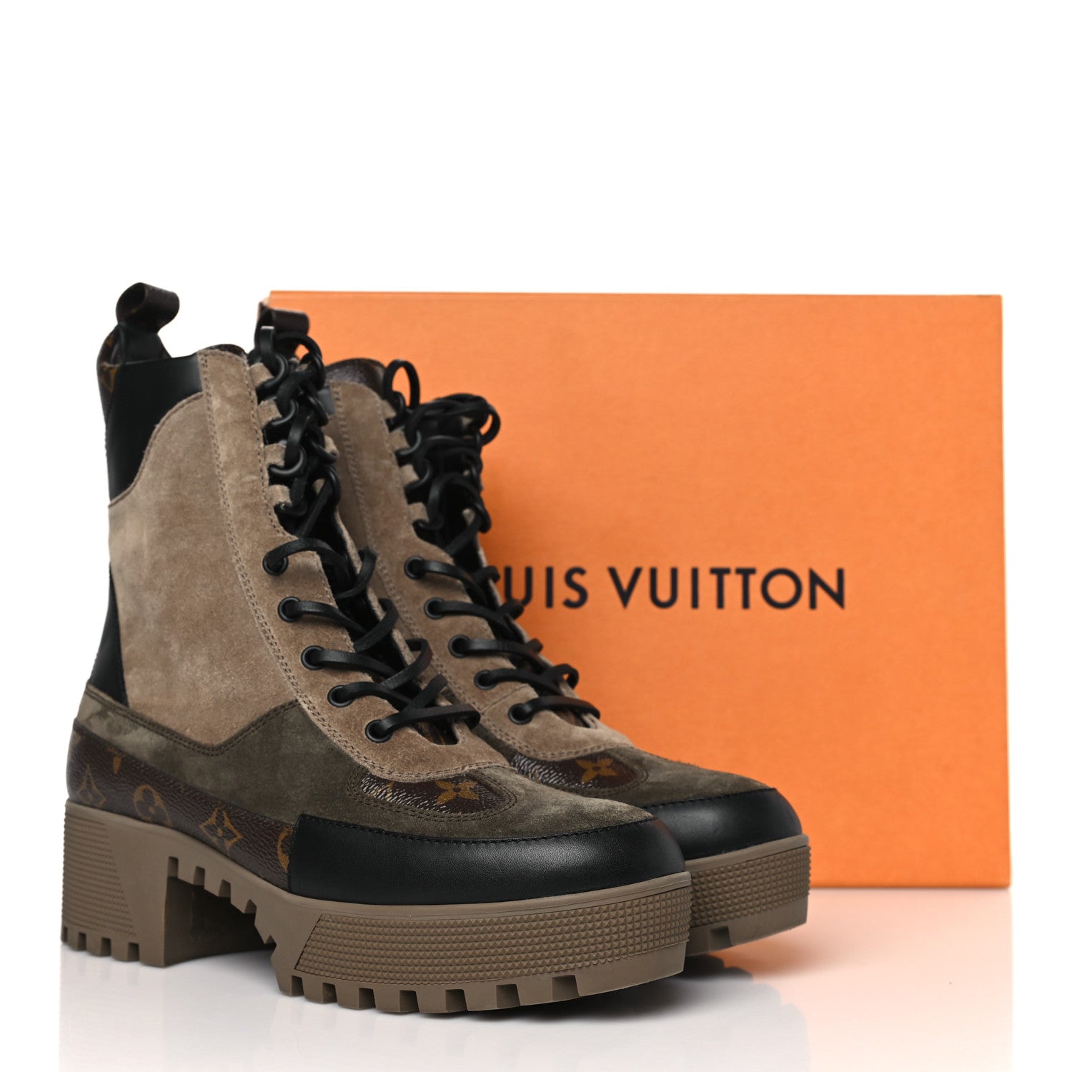 Louis Vuitton Suede Calfskin Monogram Laureate Platform Desert Boots 40.5 Taupe 8 of 8