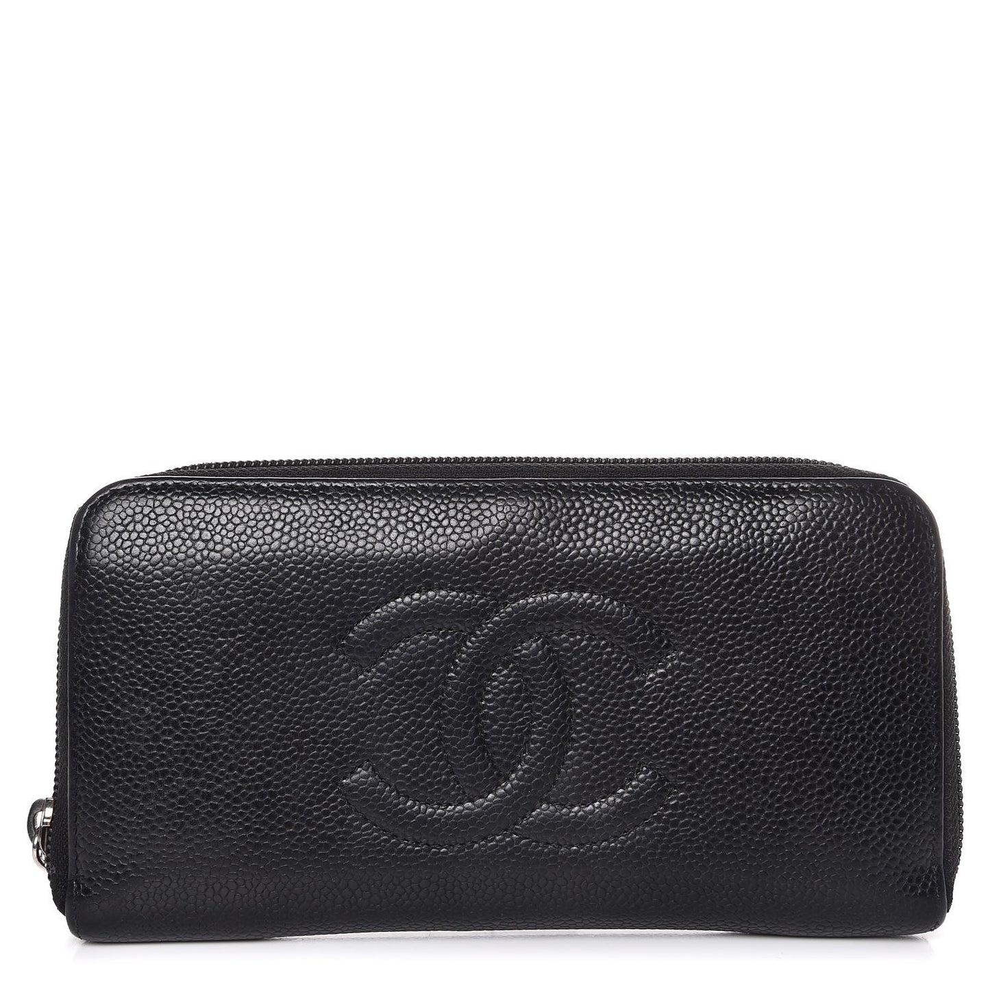 Caviar Large Timeless CC Zip Around Wallet Black