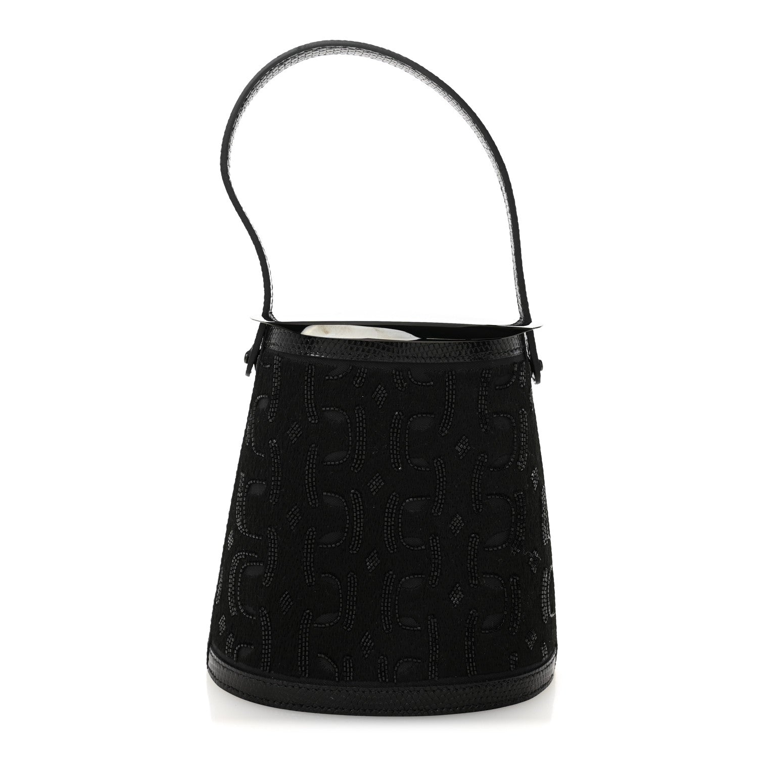 Hermes Lizard Embroidered Stromboli Black 1 of 10