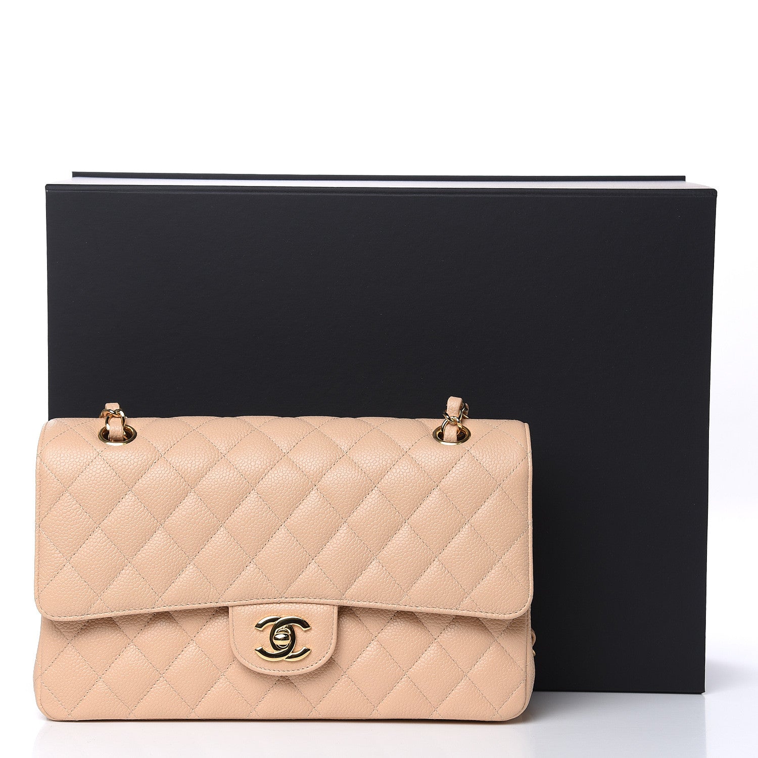 Chanel Caviar Quilted Medium Double Flap Beige 10 of 10
