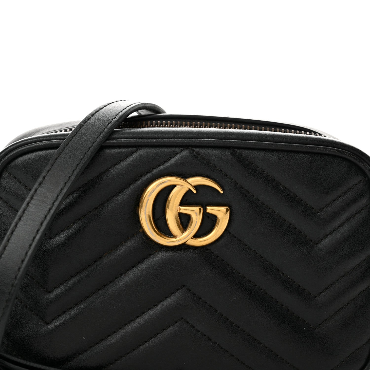 Gucci Calfskin Matelasse Mini GG Marmont Chain Shoulder Bag Black 8 of 19