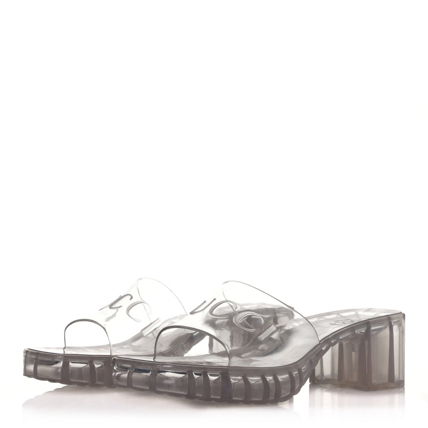 Rubber Gucci Logo Womens Platform 20/60mm Slide Sandals 38 Transparent