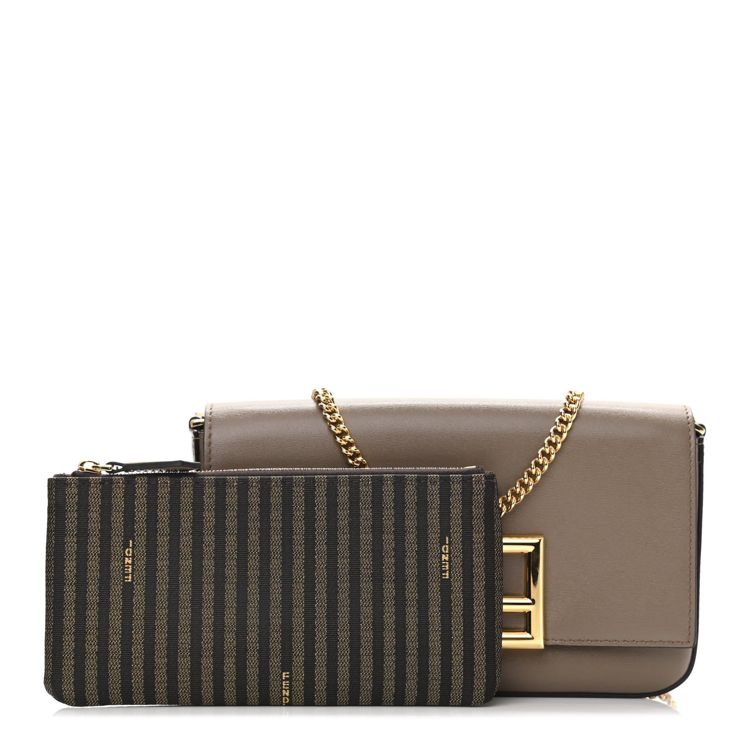 Fendi Vitello Palmellato Wallet on Chain with Pouches Tartufo 2 of 12