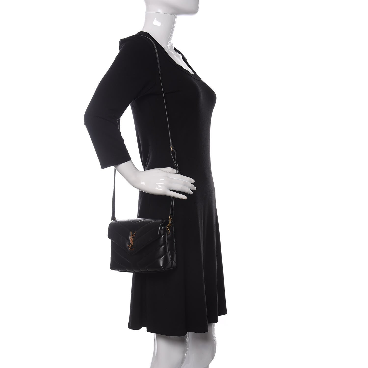 Saint Laurent Calfskin Y Quilted Monogram Toy Loulou Crossbody Bag Black 2 of 12