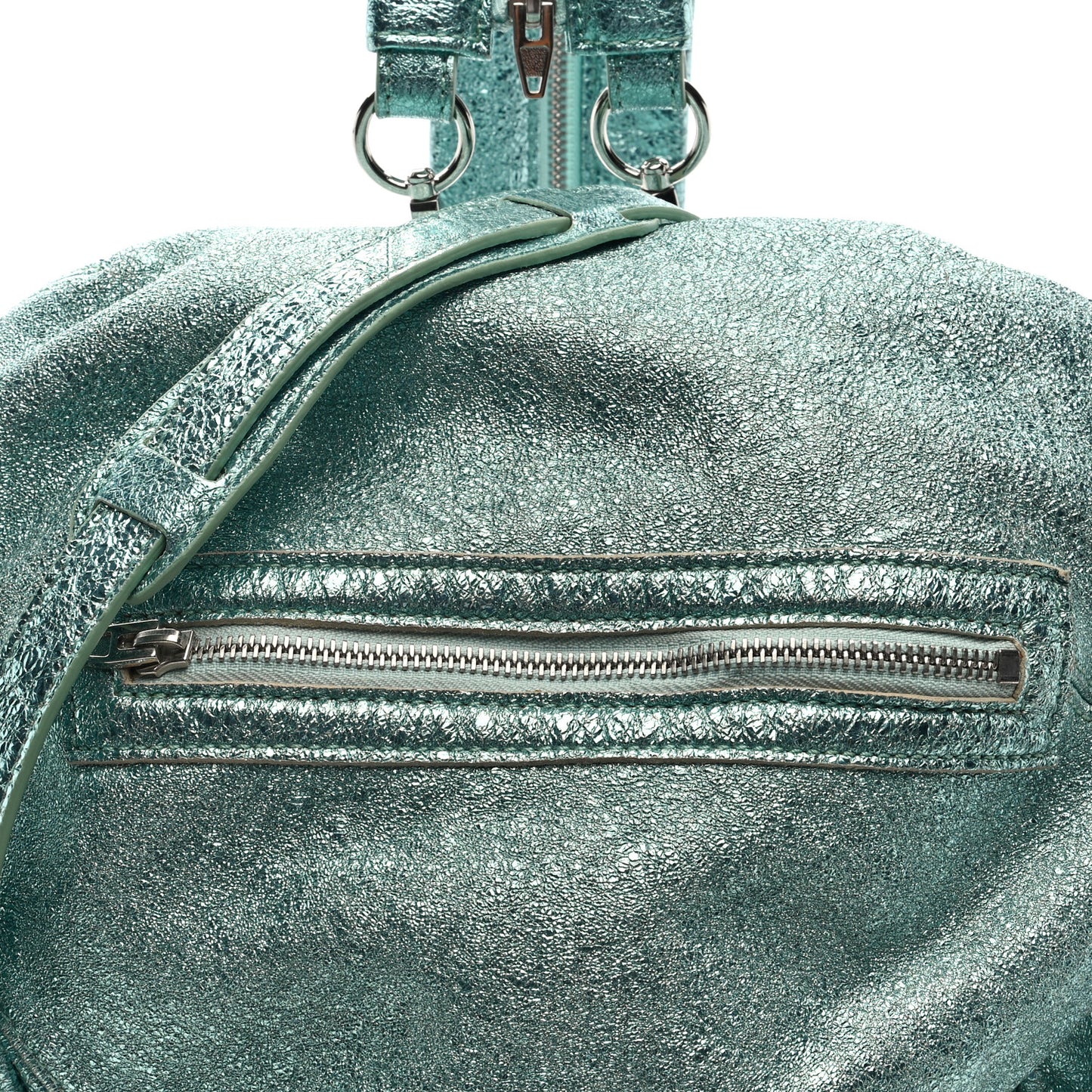 Metallic Calfskin Marti Backpack Bag Light Blue Rhodium Hardware