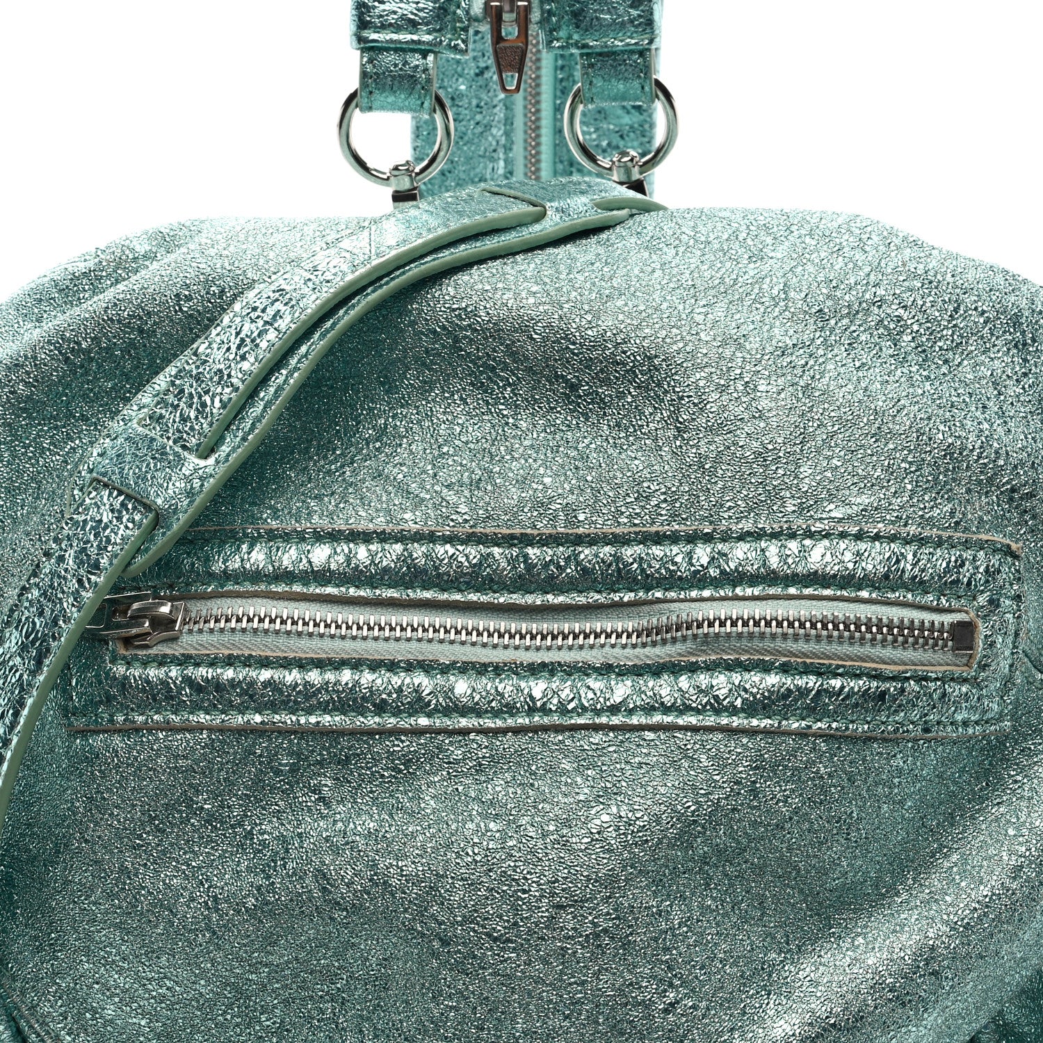 Alexander Wang Metallic Calfskin Marti Backpack Bag Light Blue Rhodium  Hardware