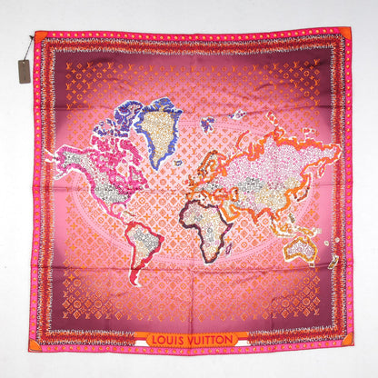 Louis Vuitton Silk Monogram Map Square Scarf Plum Orient 2 of 5