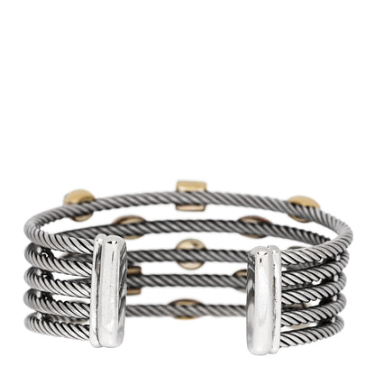 David Yurman Sterling Silver 18K Yellow Gold Blue Topaz Turquoise Iolite Confetti 5 Row Bracelet 4 of 6