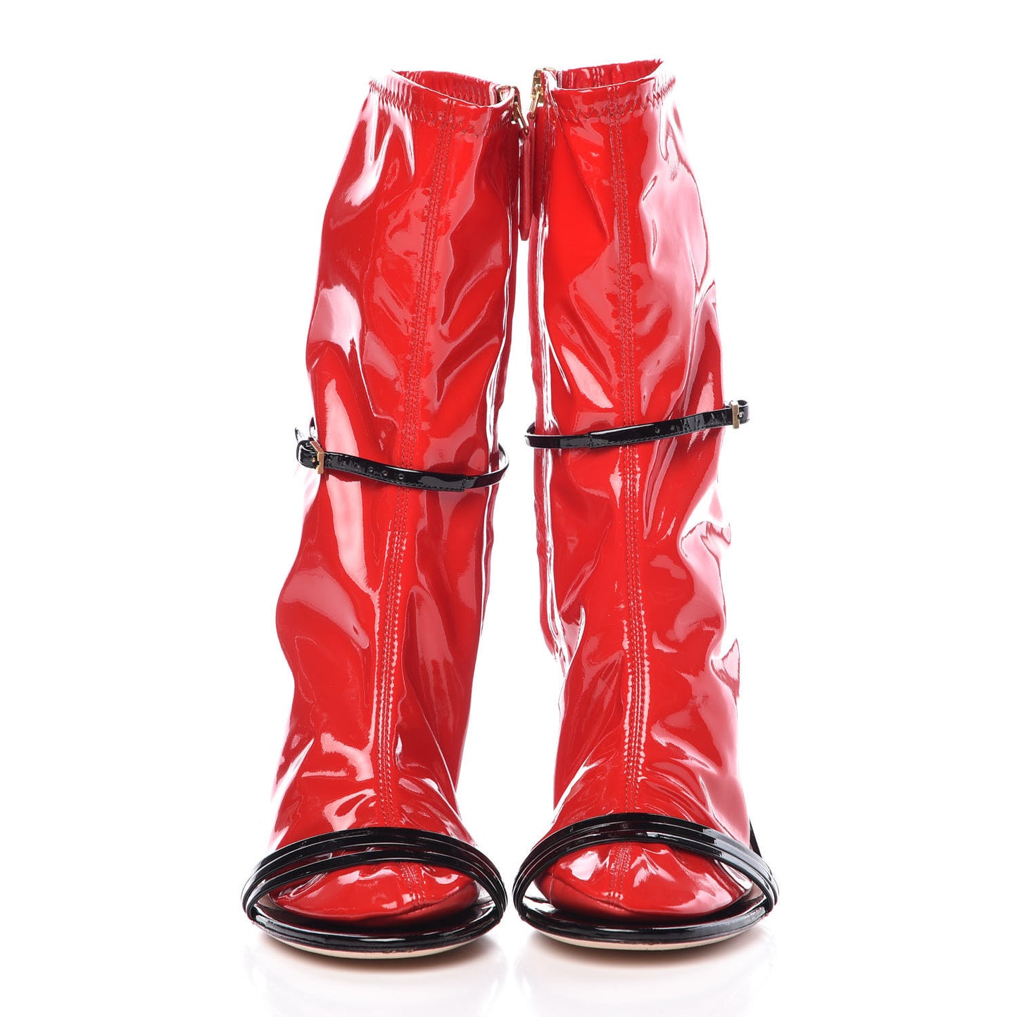 Patent Strappy Removable Sock Sandals 40.5 Skin Hibiscus Red Black