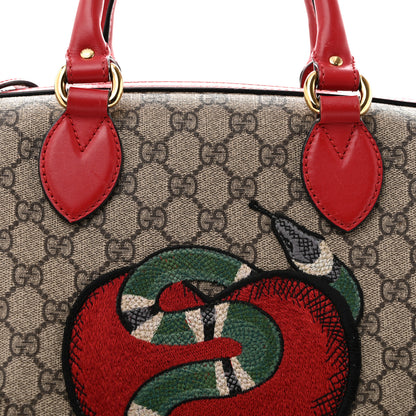 Gucci GG Supreme Monogram Kingsnake Heart Embroidered Medium Boston Hibiscus Red 8 of 15