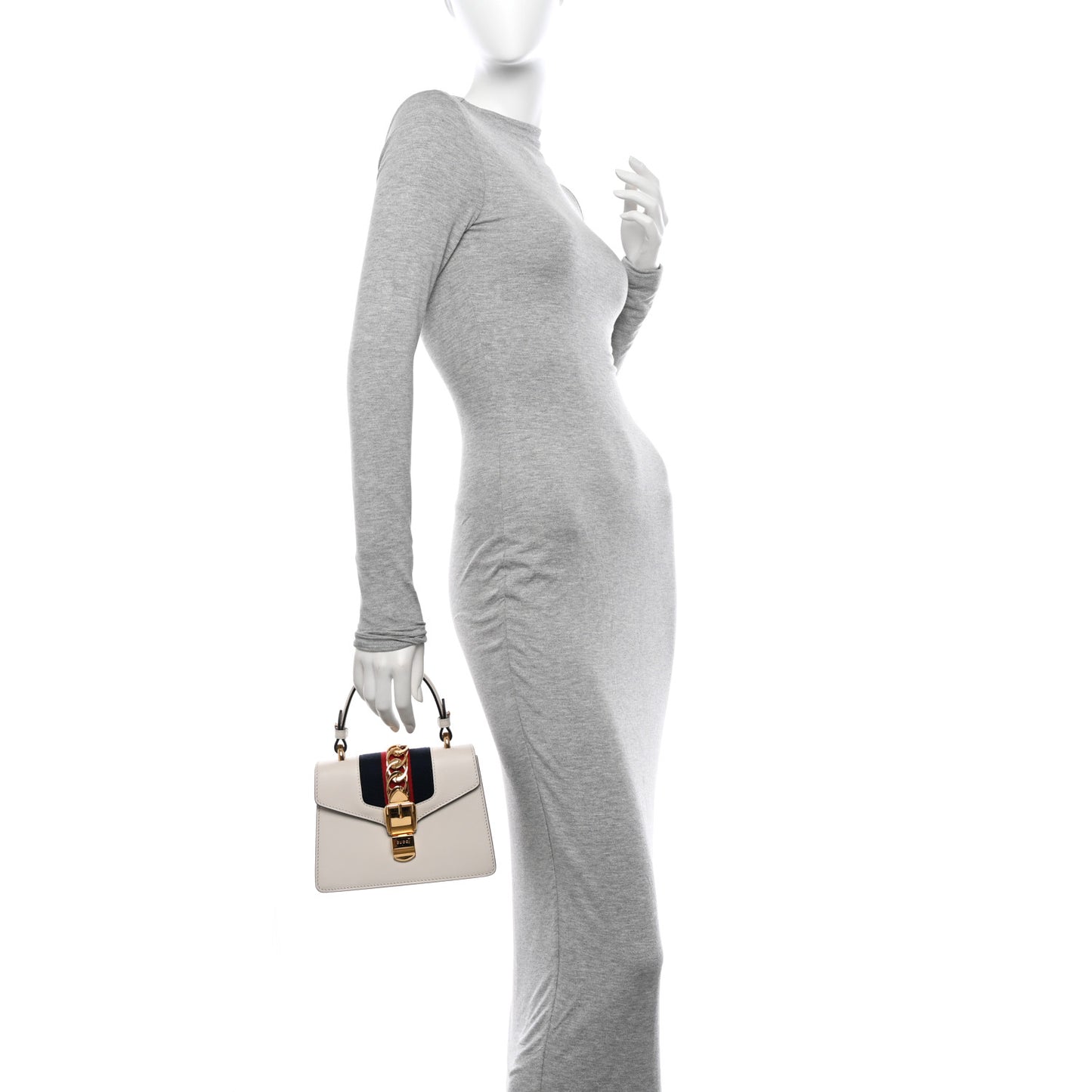 Calfskin Mini Sylvie Top Handle Bag White