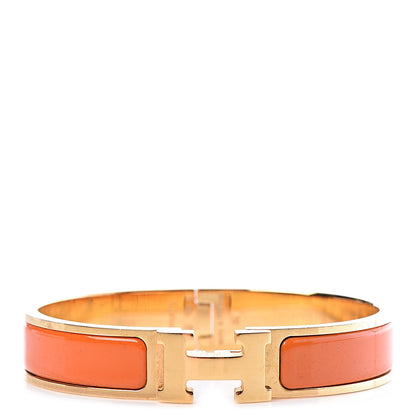 Hermes Enamel Narrow Clic Clac H Bracelet GM Orange 1 of 4