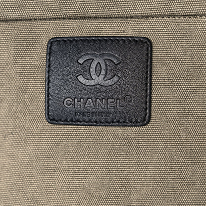 Chanel Washed Toile Calfskin Quilted Trolley Beige Black 7 of 11