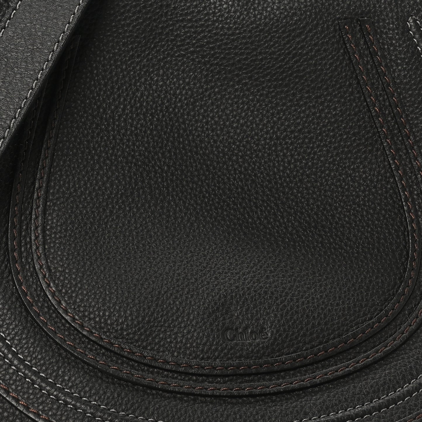 Grained Calfskin Medium Marcie Saddle Bag Black