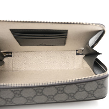 Gucci GG Supreme Monogram Textured Dollar Calfskin Small Ophidia Top Handle Shoulder Grey Black Graphite Grey 5 of 10