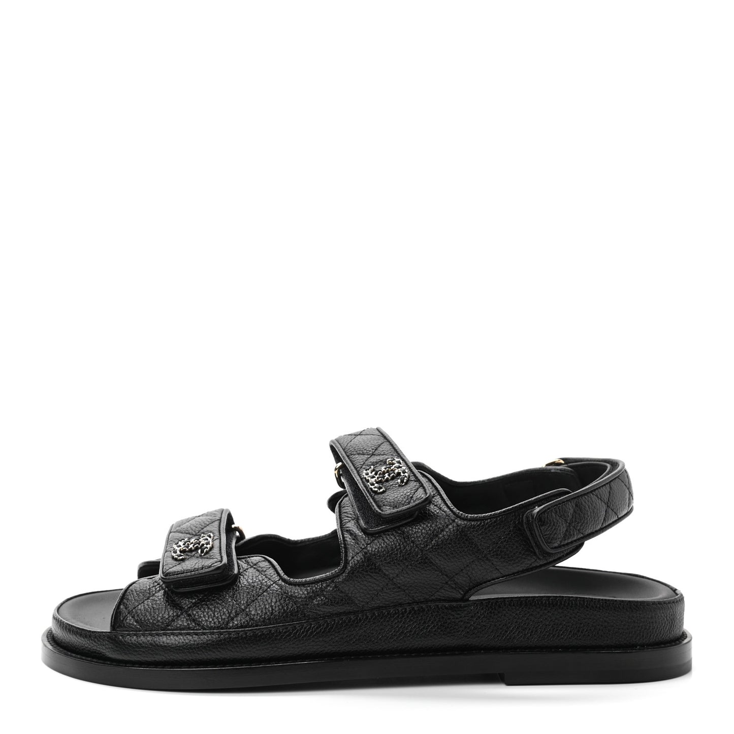 Grained Calfskin Velcro Dad Sandals 40.5 Black