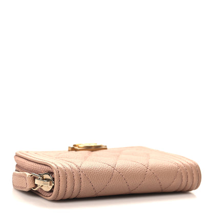 Chanel Caviar Quilted Boy Zip Around Coin Purse Wallet Beige 4 of 7