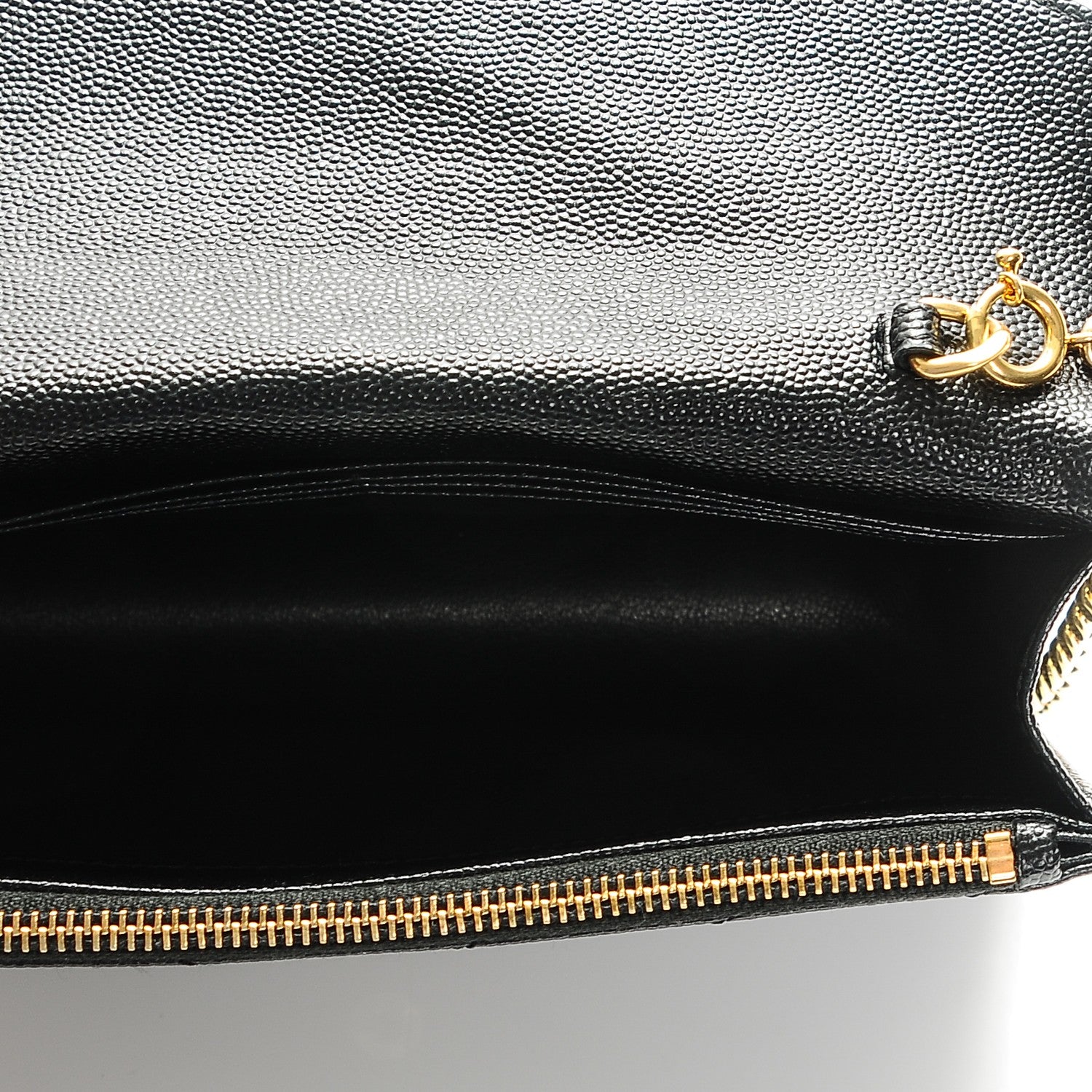 Saint Laurent Grain De Poudre Matelasse Chevron Monogram Envelope Chain Wallet Black 5 of 7