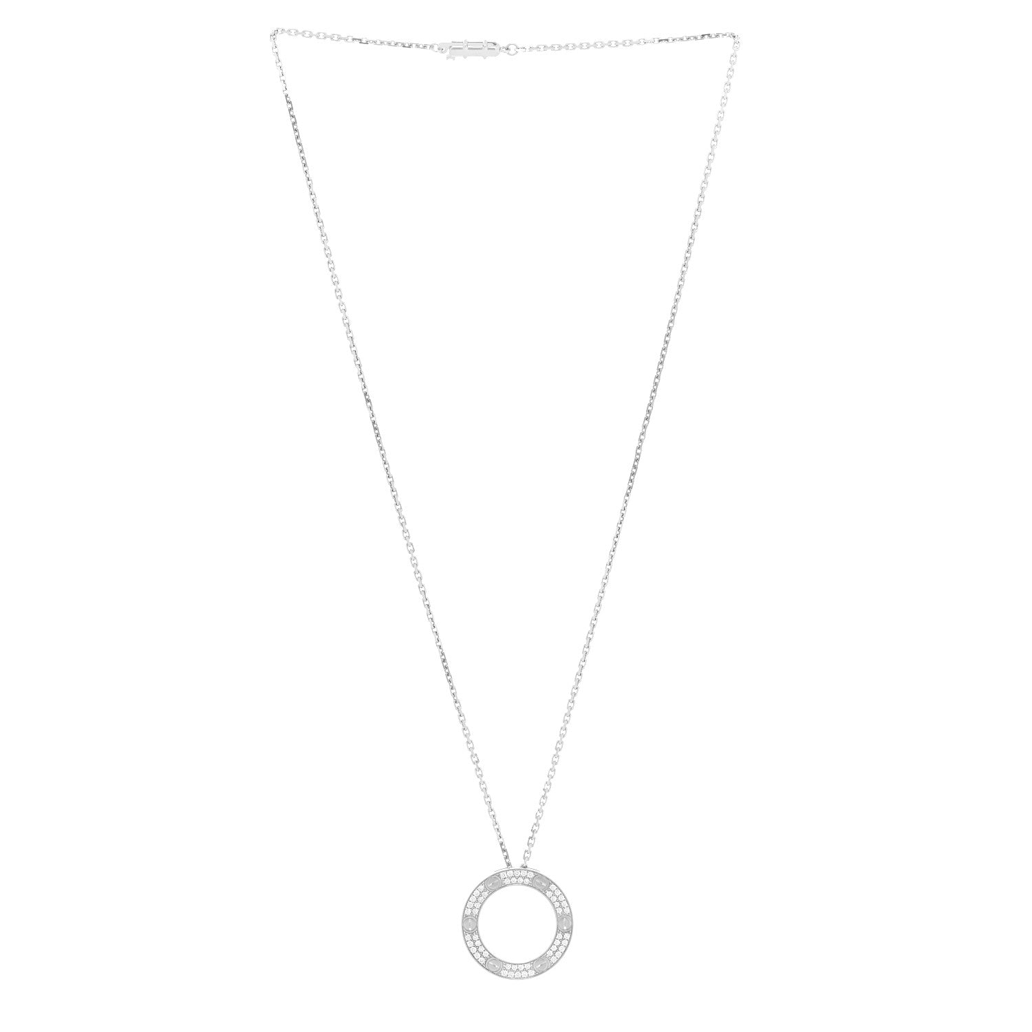 Cartier 18K White Gold Diamond LOVE Paved Necklace 2 of 5