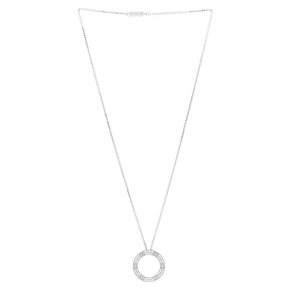 Cartier 18K White Gold Diamond LOVE Paved Necklace 2 of 5