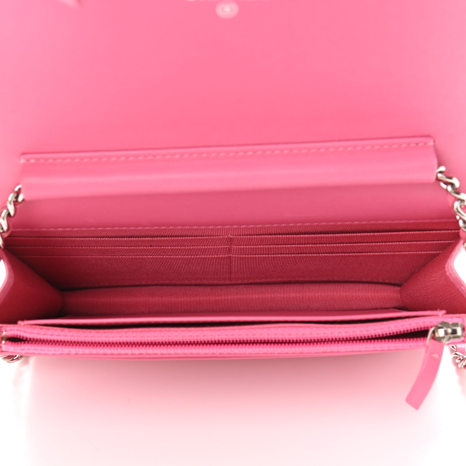 Chanel Faded Lambskin Quilted Zephyr Wallet on Chain WOC Dark Pink 7 of 14
