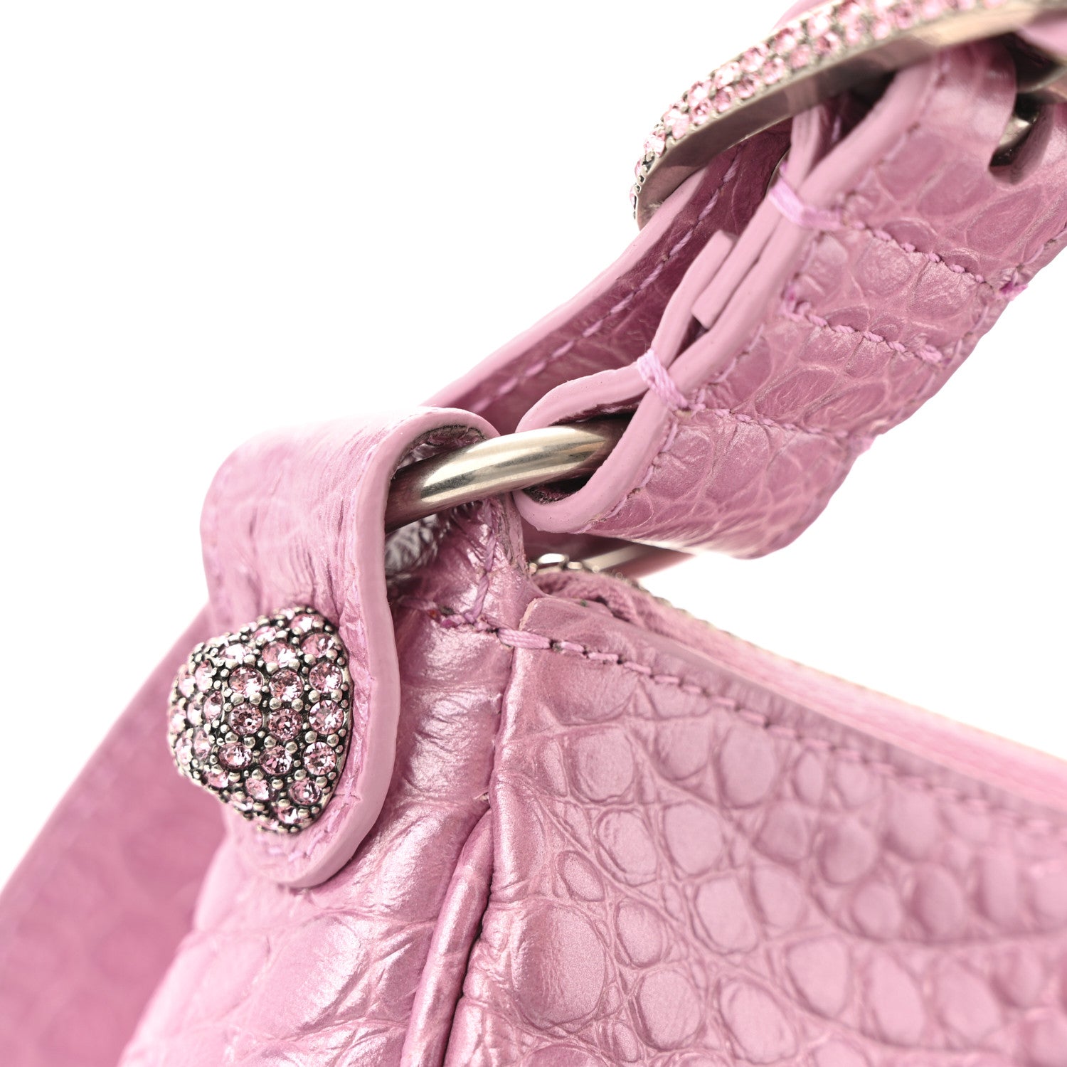 Balenciaga Metallic Extra Supple Calfskin Crystal Crocodile