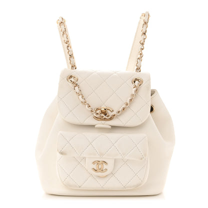 Chanel Lambskin Quilted Small Duma Drawstring Backpack White 1 of 17