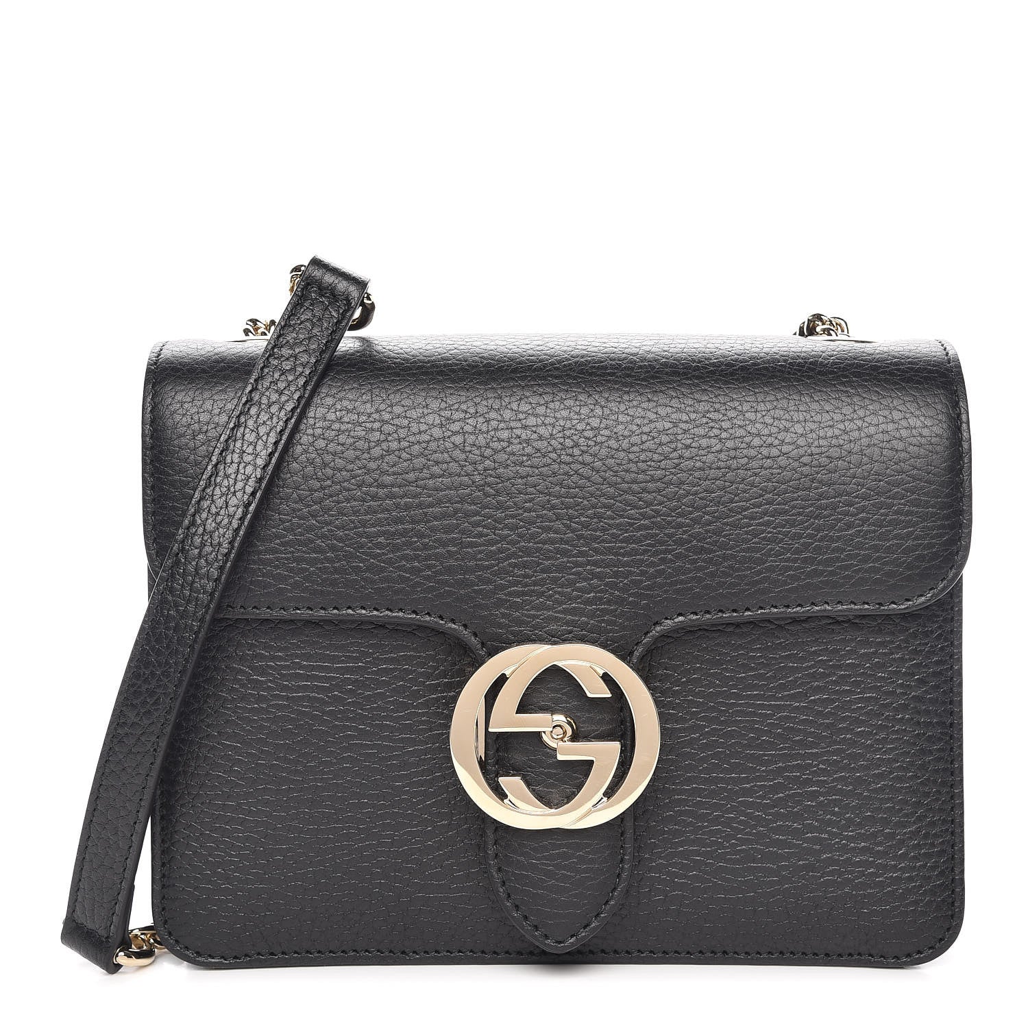 Gucci Dollar Calfskin Small Interlocking G Shoulder Bag Black 1 of 7
