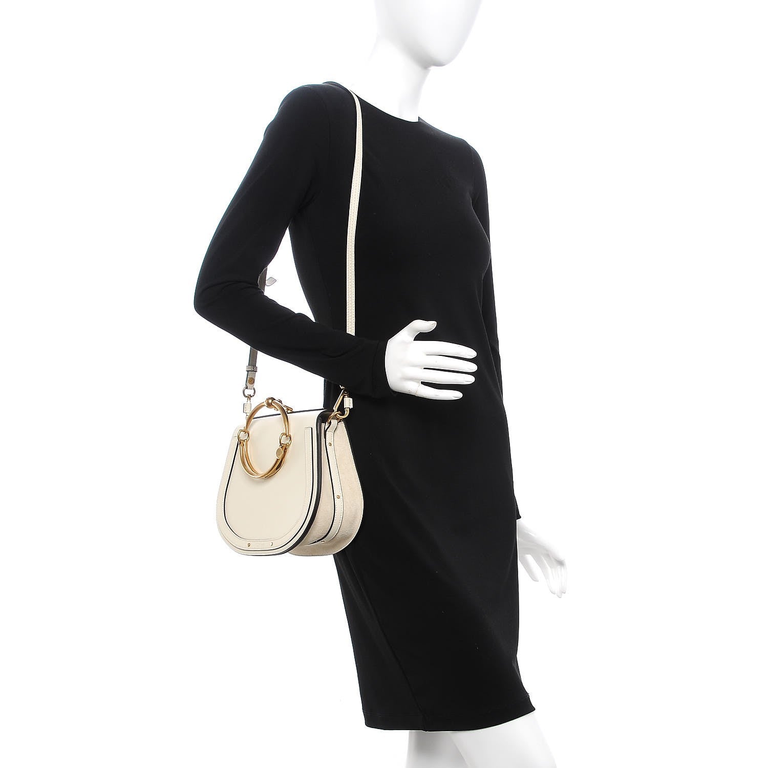 Chloe Calfskin Suede Medium Nile Bracelet Bag Off White 2 of 8