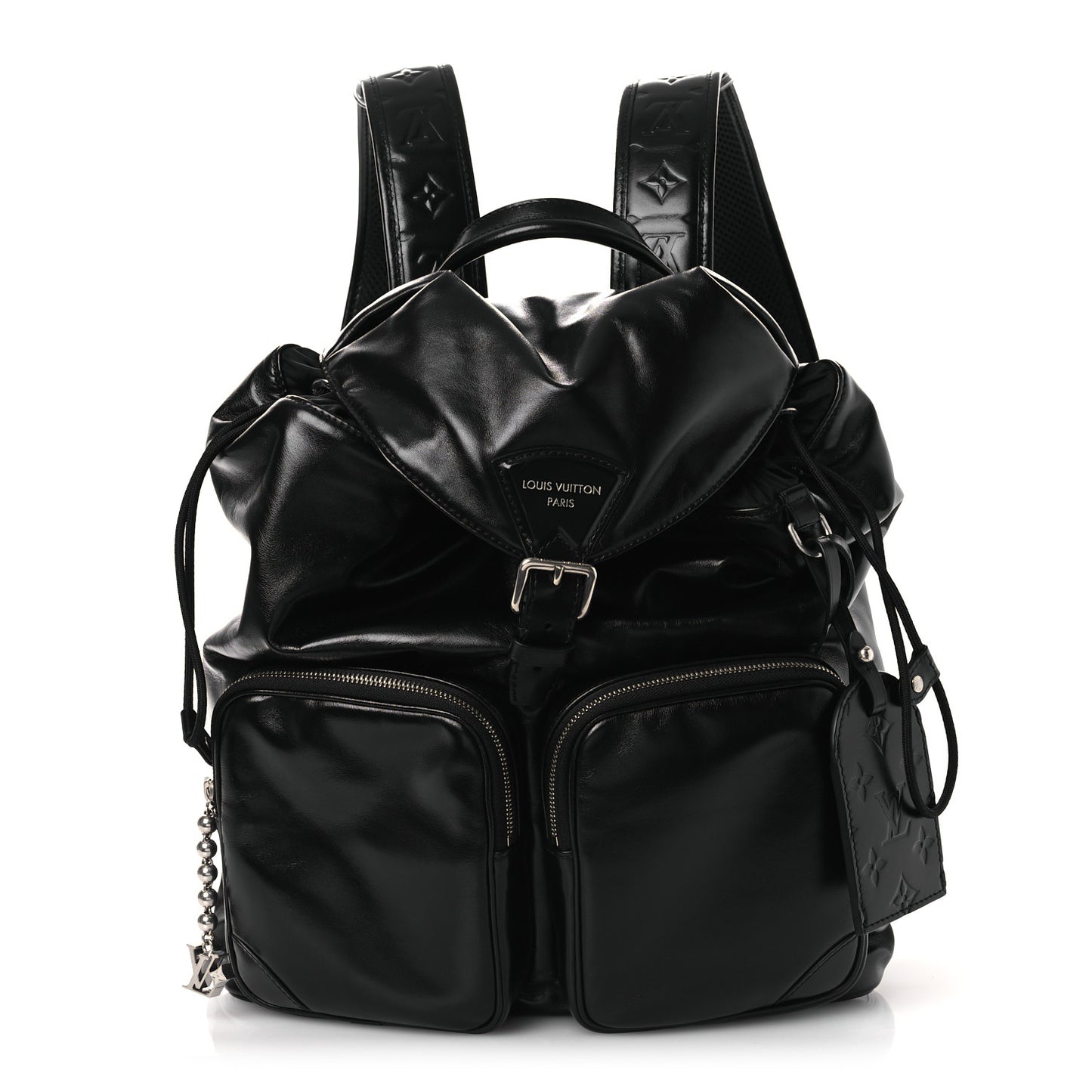 Shiny Calfskin Montsouris Cargo Backpack Black