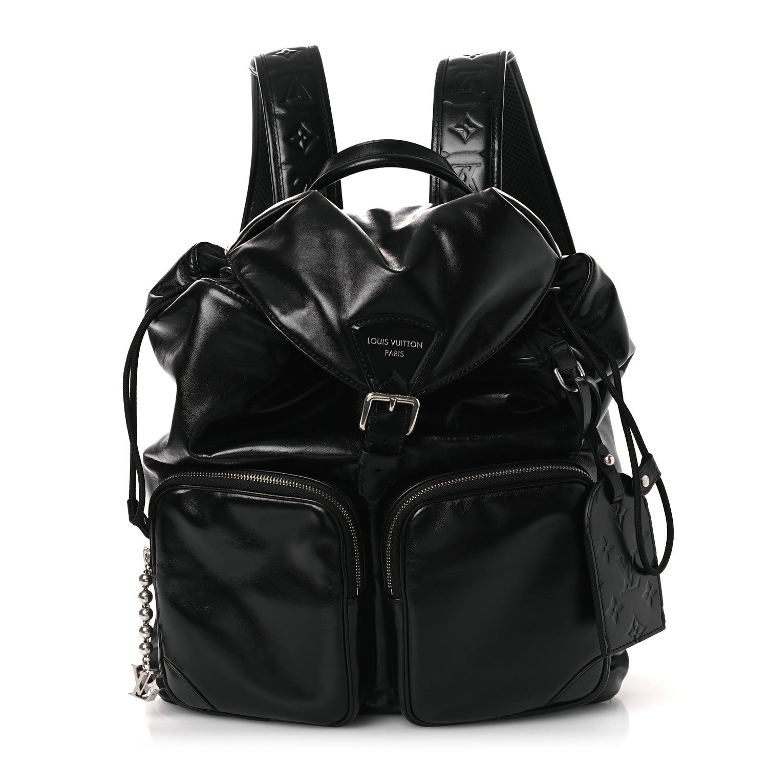 Louis Vuitton Shiny Calfskin Montsouris Cargo Backpack Black 1 of 10