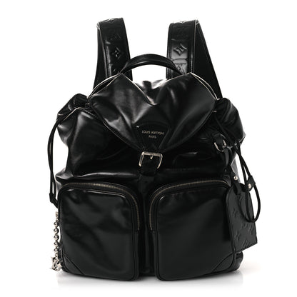 Louis Vuitton Shiny Calfskin Montsouris Cargo Backpack Black 1 of 10