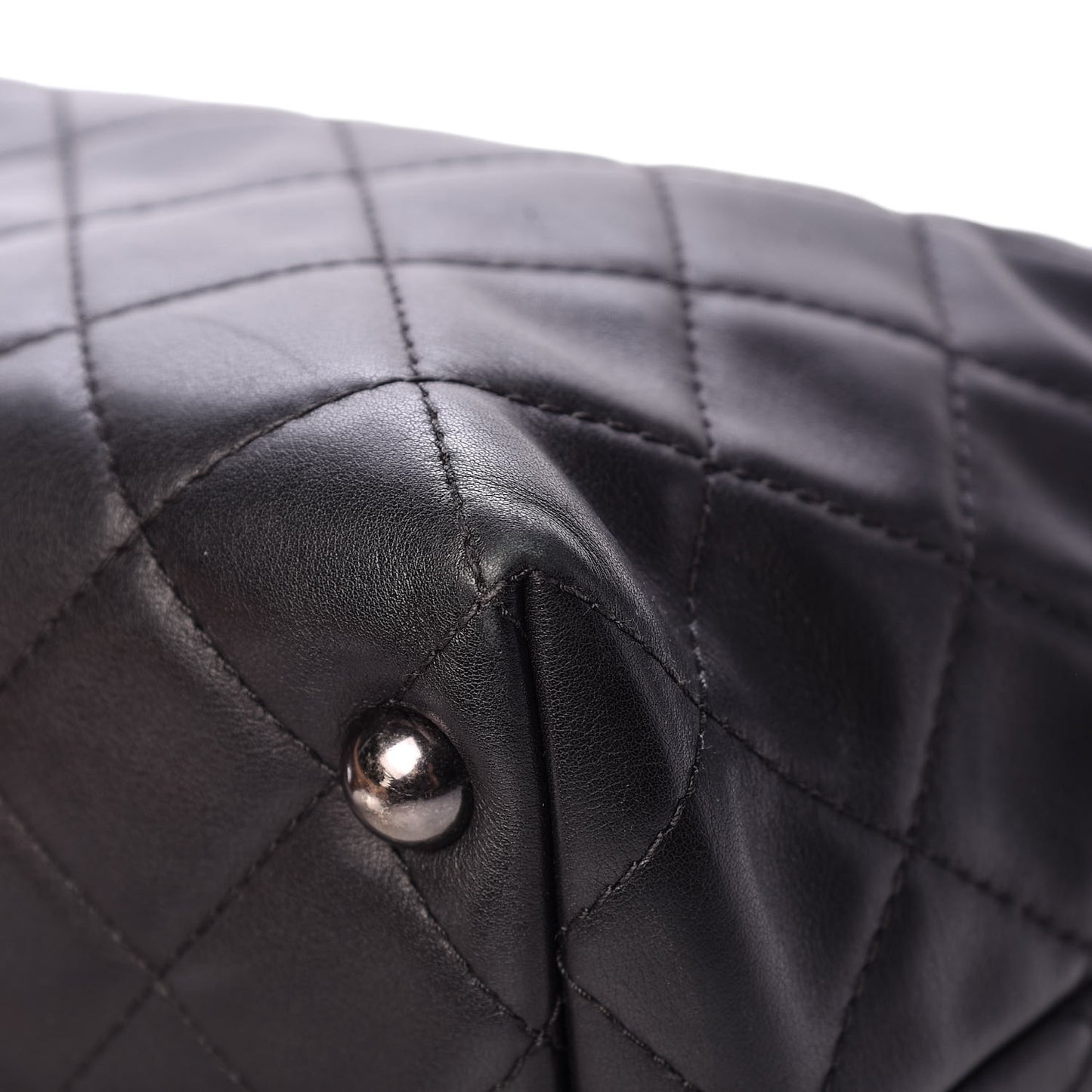 Calfskin Quilted Small Shopping In Chains Tote Black