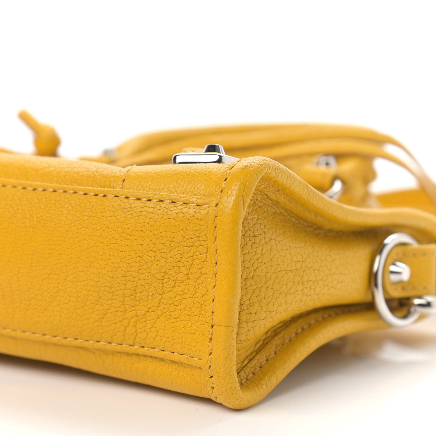 Chevre Silver Metallic Edge Hardware Nano City Jaune Epi