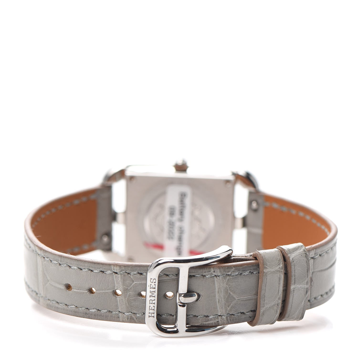 Hermes Stainless Steel Alligator Diamond Bezel Grey Sapphire Mother of Pearl 23mm Cape Cod Quartz Watch Gris Perle 3 of 5