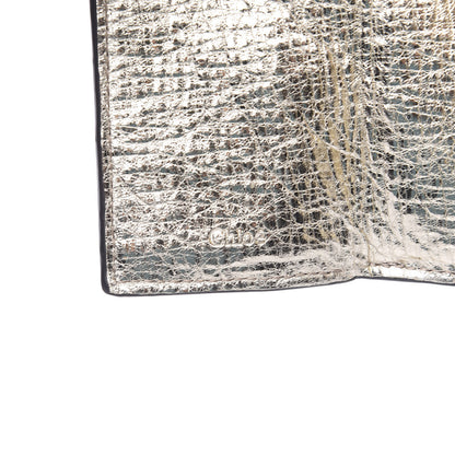 Chloe Metallic Crinkled Lambskin Shiny Calfskin Small Aby Tri-Fold Wallet Gold 6 of 6
