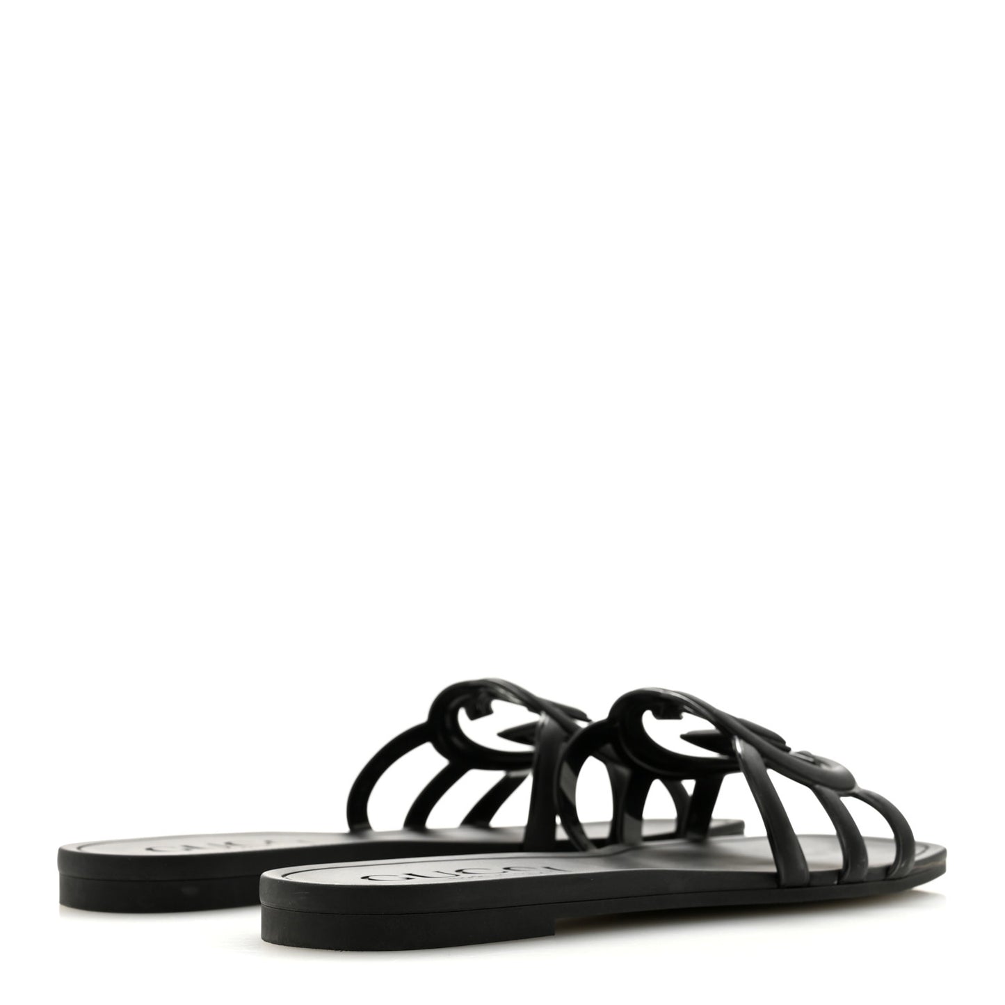 Rubber Womens Interlocking G Slide Sandals 36 Black